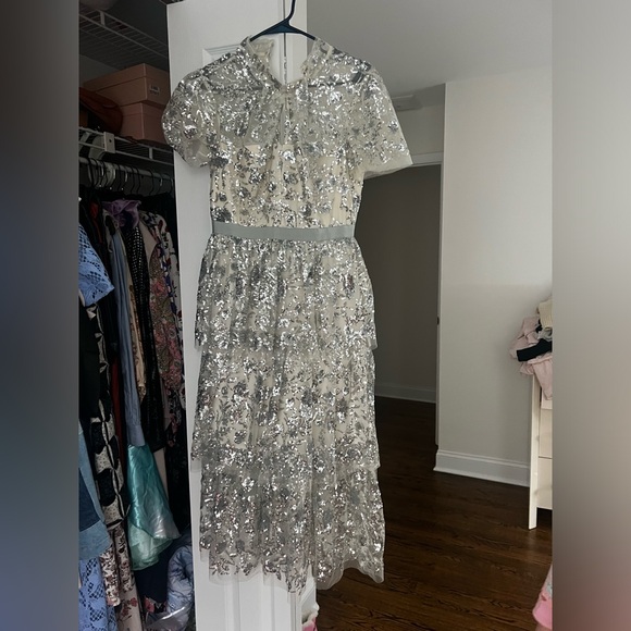 Beautiful Tiered Maxi Dress in Sequin-tulle from Self Portrait! Sz 6 US (10 UK) - Picture 3 of 10